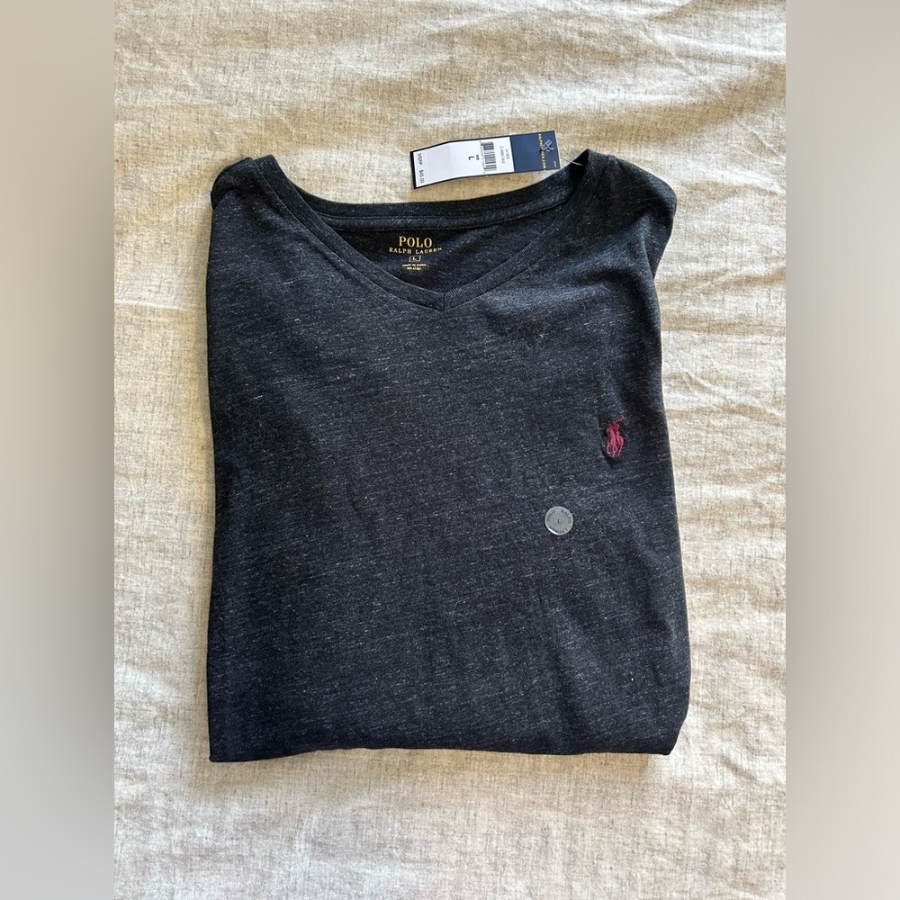 NWT Polo Black L/S Tee V Neck